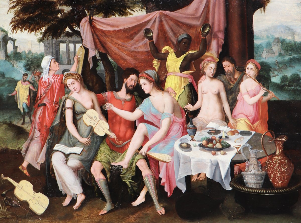 Atelier du Maître du Fils Prodigue (vers 1530 - 1560), Le Fils Prodigue parmi les courtisanes-photo-2