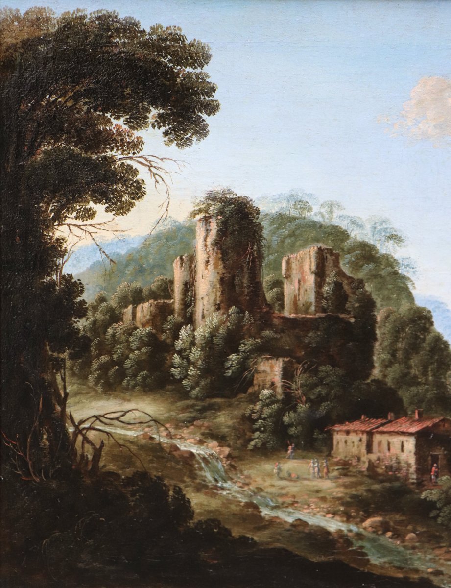 Gillis Neyts (1623 - 1687), Paysage montagneux avec les ruines d'un château-photo-3
