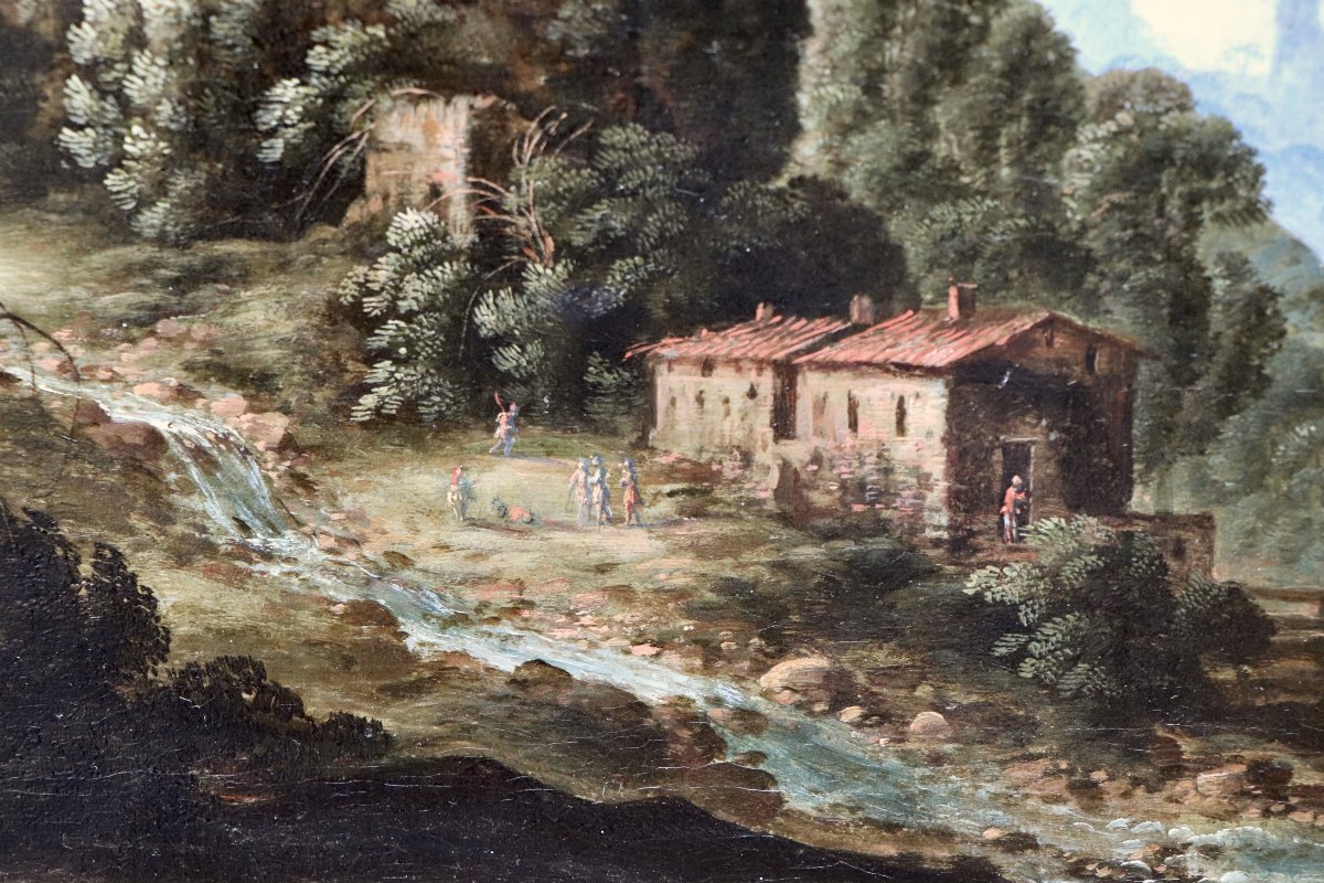 Gillis Neyts (1623 - 1687), Paysage montagneux avec les ruines d'un château-photo-3