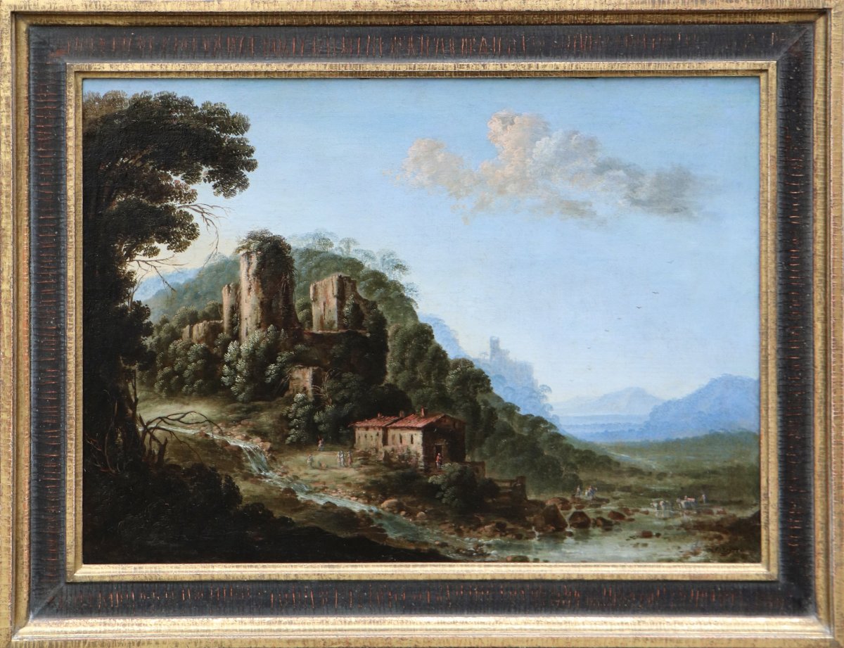 Gillis Neyts (1623 - 1687), Paysage montagneux avec les ruines d'un château