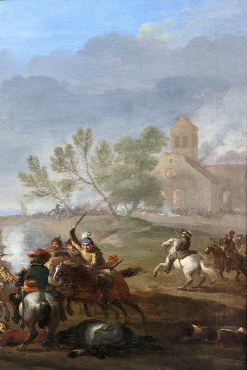 Jan van Huchtenburg (1647 - 1733), Une escarmouche de cavalerie-photo-1