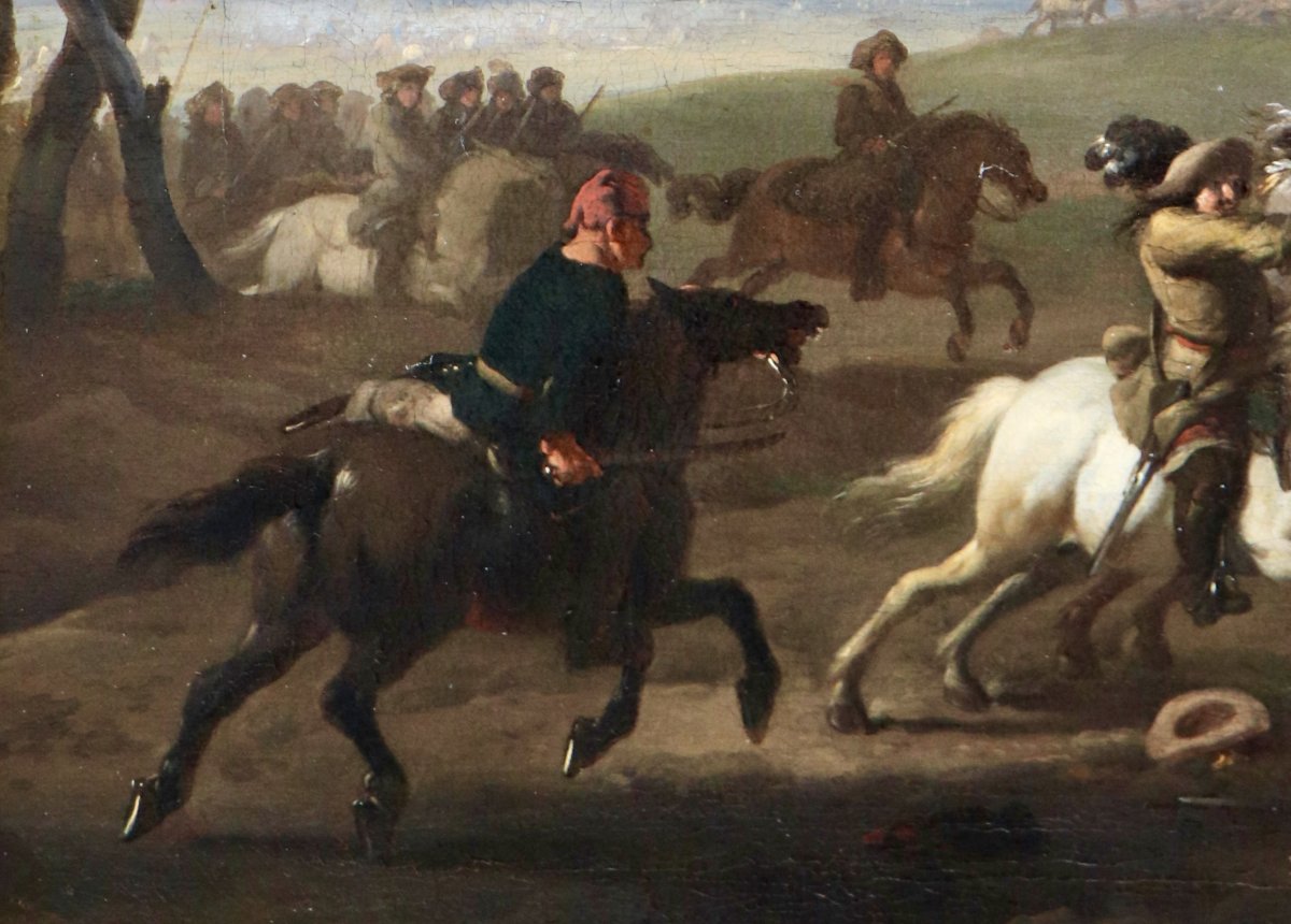 Jan van Huchtenburg (1647 - 1733), Une escarmouche de cavalerie-photo-2