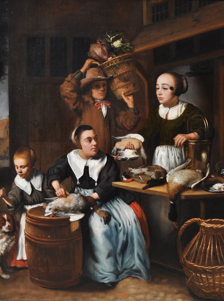 Nicolaes Maes (1643 - 1693) , L'étal de marché de volailles-photo-4
