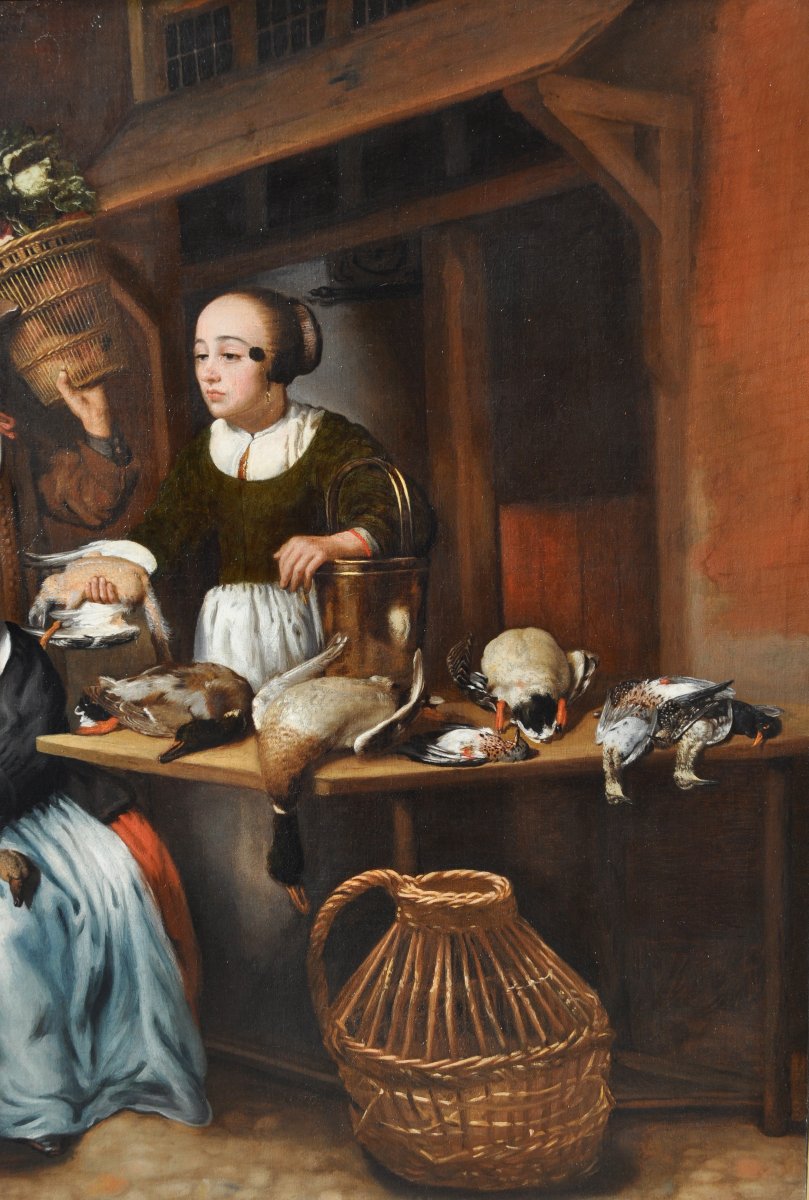 Nicolaes Maes (1643 - 1693) , L'étal de marché de volailles-photo-1