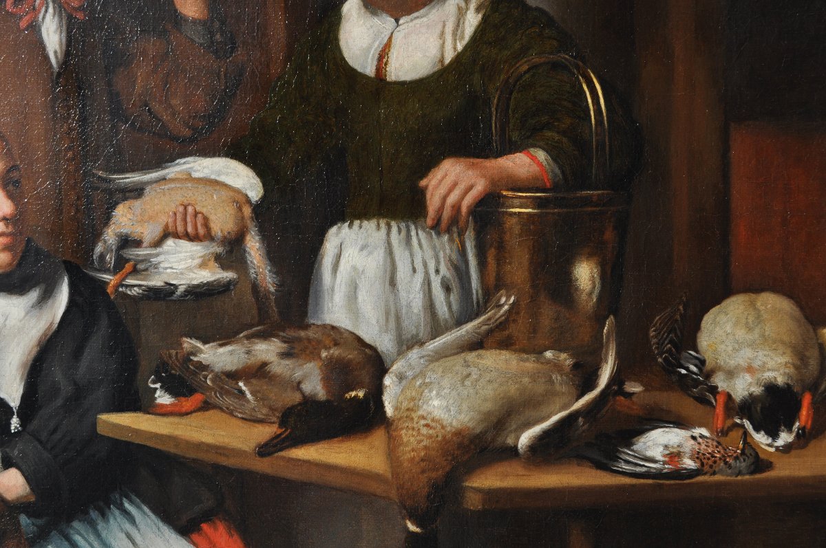 Nicolaes Maes (1643 - 1693) , L'étal de marché de volailles-photo-2