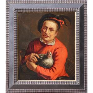 Suiveur de Hendrick et de Cornelis II Bloemaert, Homme tenant une poule