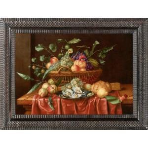 Theodoor van Aenvanck (1633 - 1690/1710), Nature morte de fruits et d'huitres