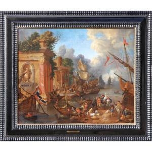 Lucas Smout II (1671 - 1713), Scène de port italianisant 