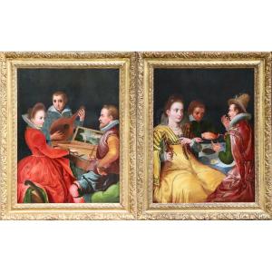 Cercle de Joos van Winghe (vers 1590/1600), Allégories de l'Ouïe et du Goût