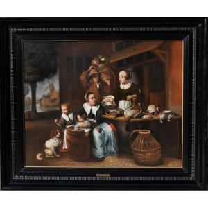 Nicolaes Maes (1643 - 1693) , L'étal de marché de volailles