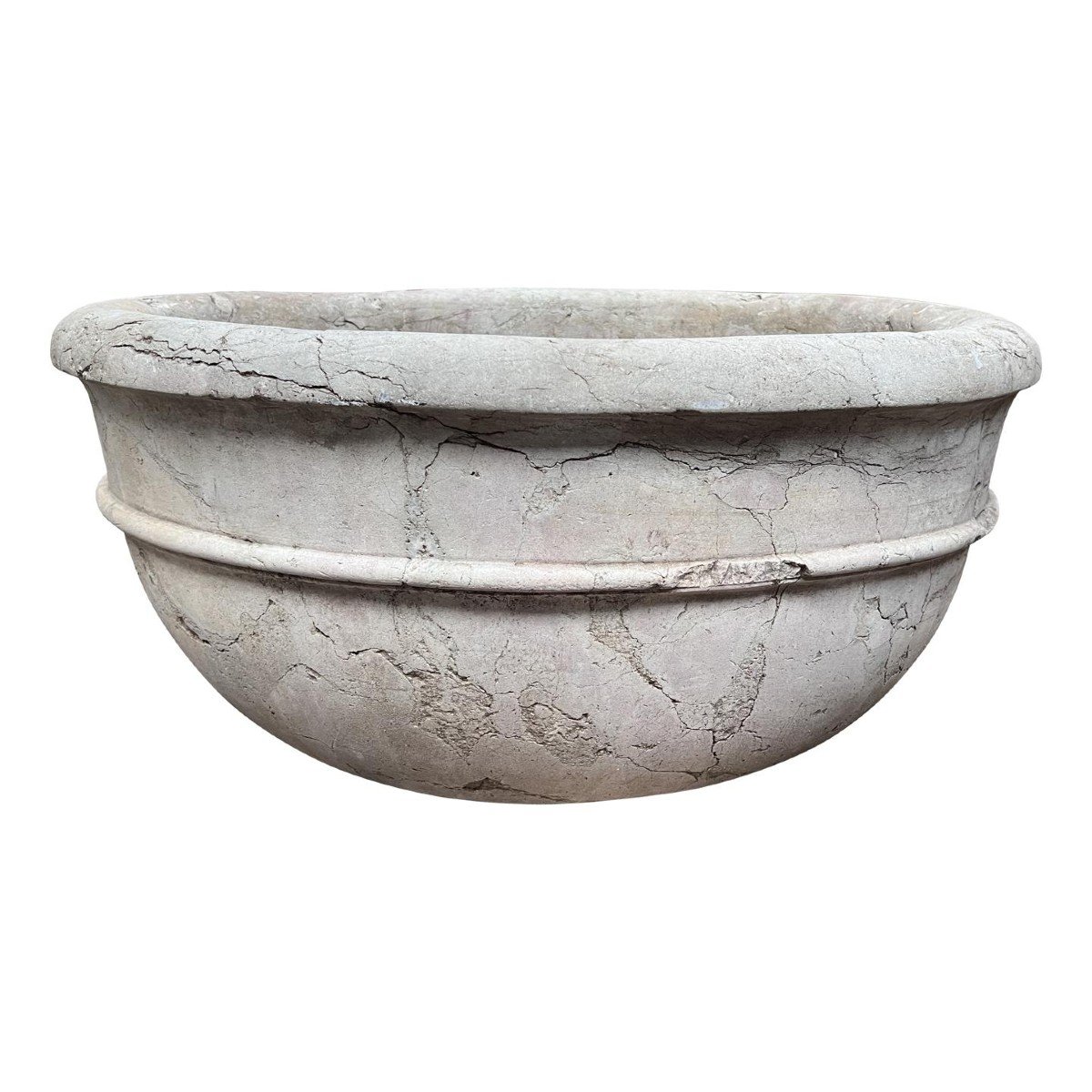 Lavabo Ovale En Pierre Blanche Dure, 18ième Siècle