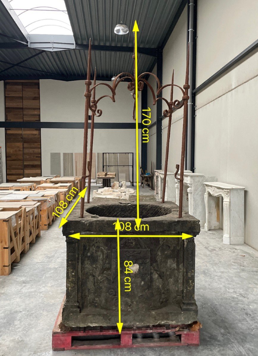 Exceptional Wellhead In Italian Stone 'pietra Serena', Originating From Firenze, 14th-15th Century-photo-4