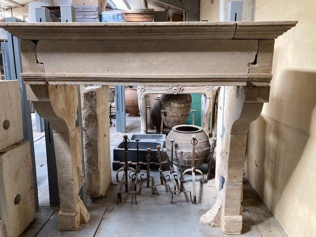 Louis XIII Limestone Fireplace -photo-4