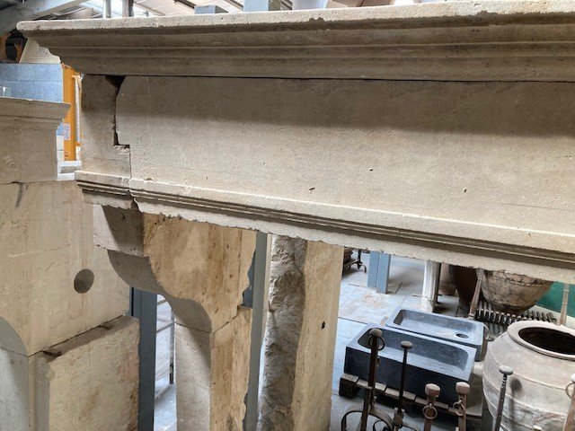 Louis XIII Limestone Fireplace -photo-1