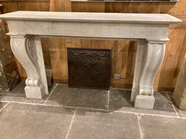 White Marble Fireplace, 19th Century-photo-2