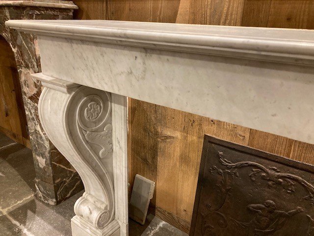 White Marble Fireplace, 19th Century-photo-3