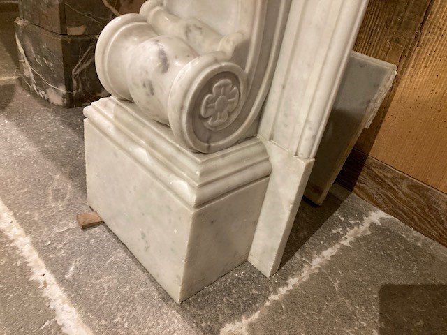 White Marble Fireplace, 19th Century-photo-2