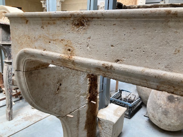 French Limestone Fireplace-photo-4