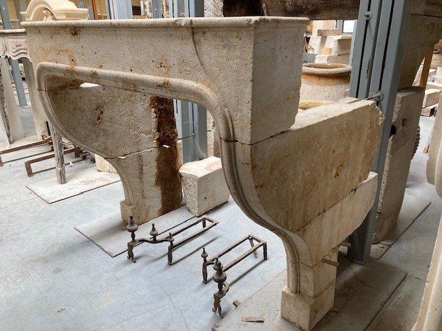 French Limestone Fireplace-photo-1