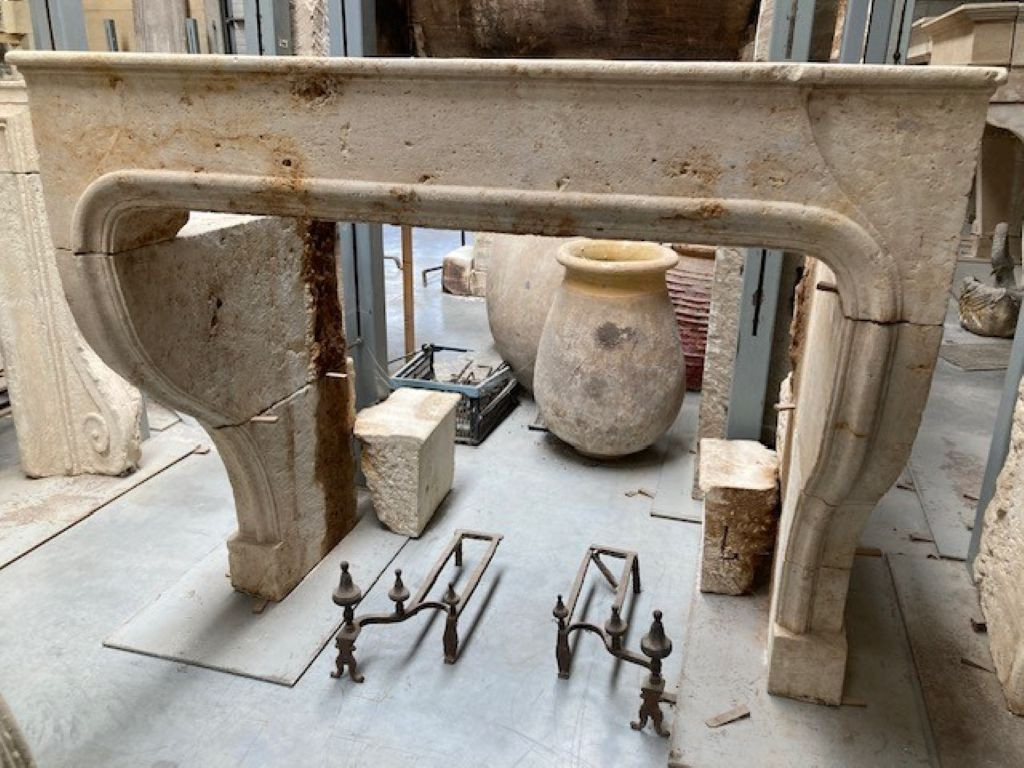 French Limestone Fireplace-photo-3