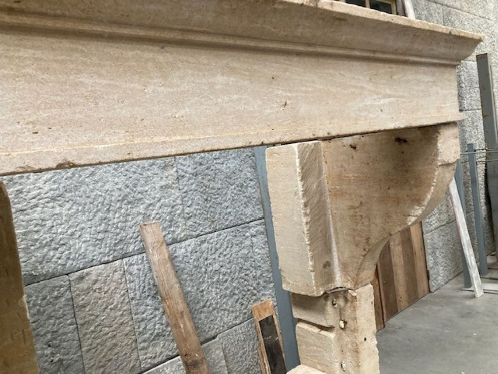 Cheminée en Pierre Blanche Française-photo-3