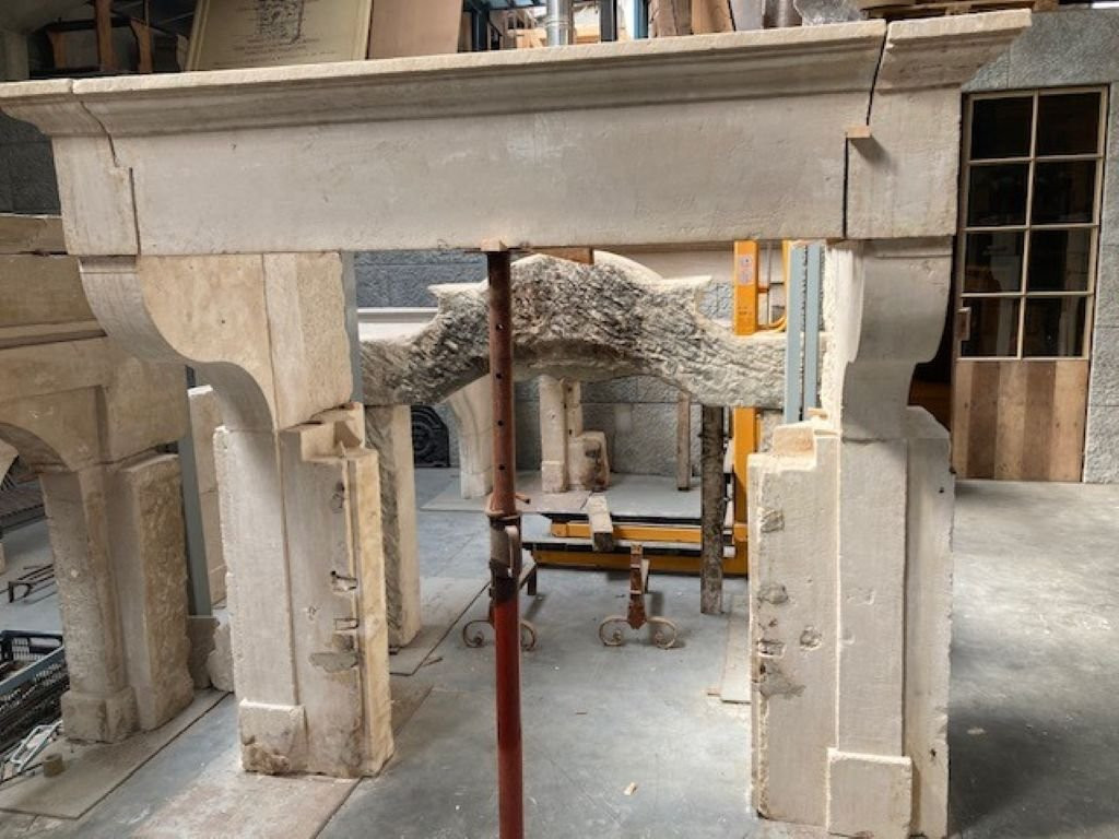 Cheminée en Pierre Blanche Française-photo-2