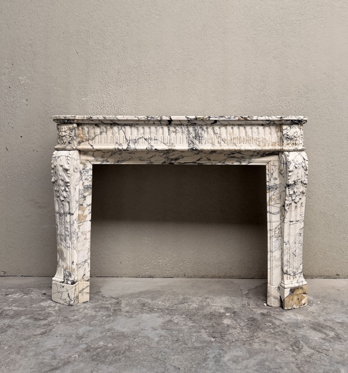 Italian Fireplace Mantel In 'breccia Violetta' -photo-1