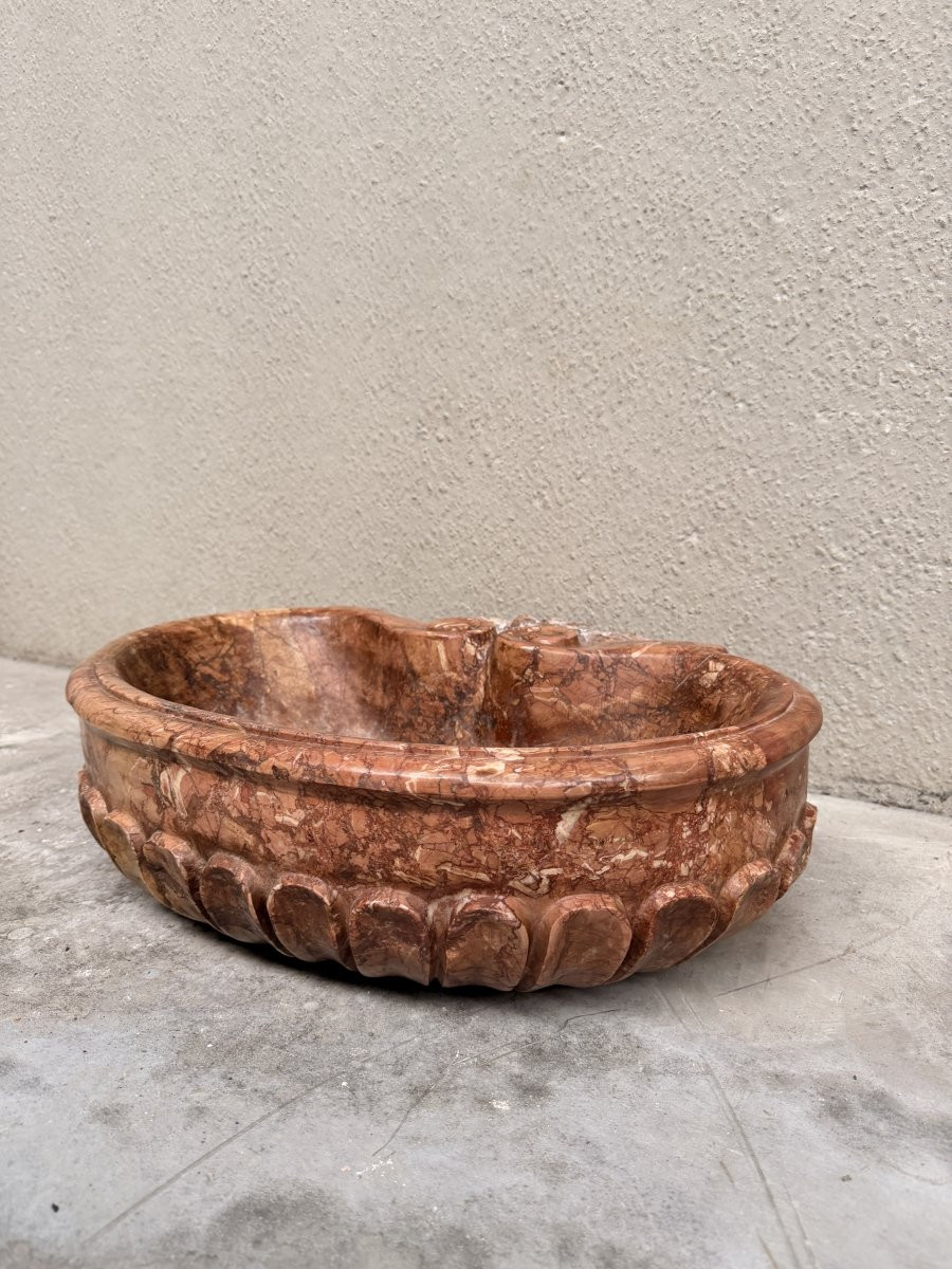 Fontaine Murale ou Lavabo en Marbre 'Rosso Verona'-photo-3
