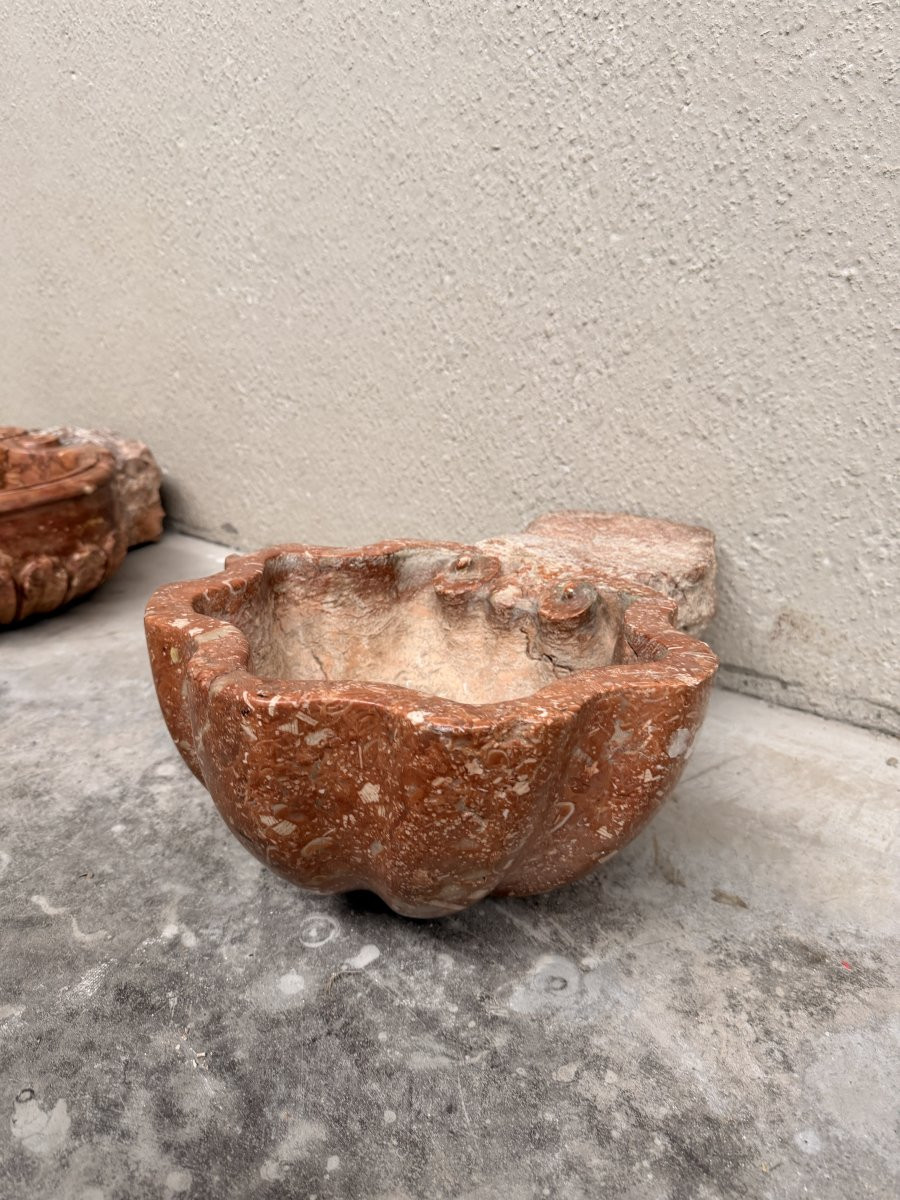 Bénitier Ancien en Marbre 'Rosso Verona'-photo-3