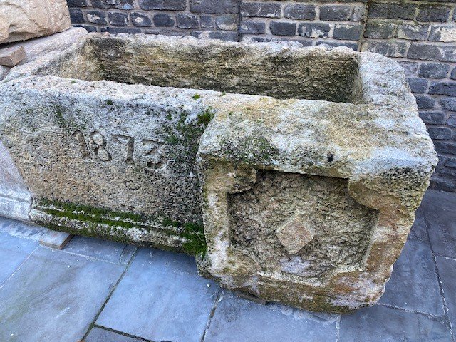 Fontaine 2 Bacs en Pierre Blanche, Année 1873-photo-4