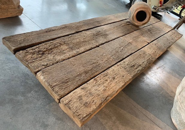 Large Oak Wooden Coffee Table -photo-2