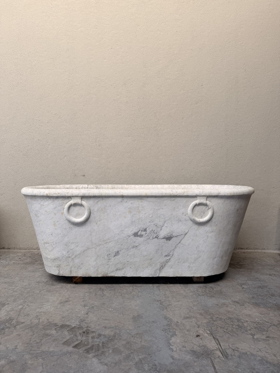 Baignoire Ancienne Italienne en Marbre Carrare-photo-3