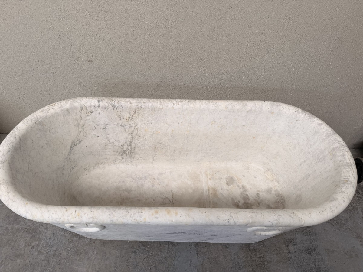 Baignoire Ancienne Italienne en Marbre Carrare-photo-4
