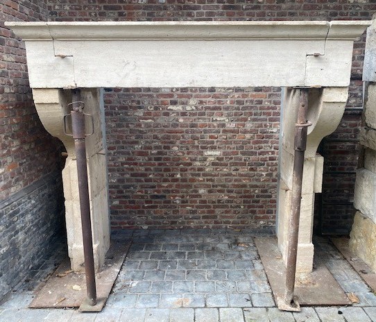 Louis XIII Style Fireplace Mantel In French Limestone-photo-3