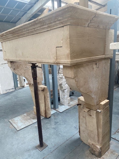 French Limestone Fireplace-photo-2