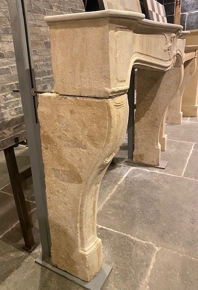 French Limestone Fireplace Mantel-photo-4