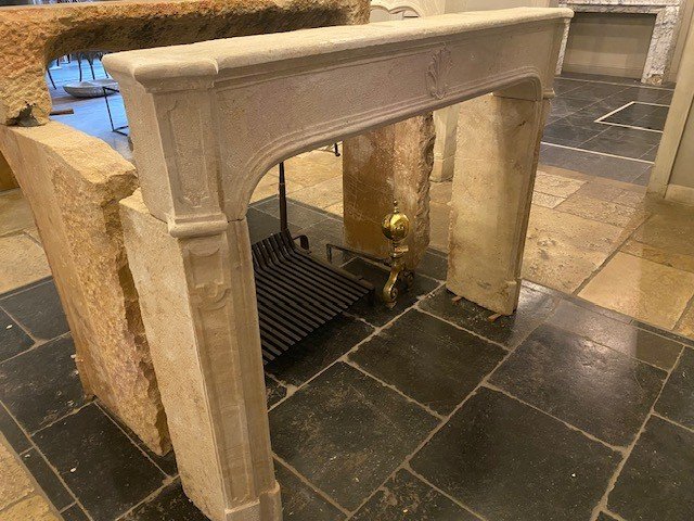 French Limestone Fireplace Mantel-photo-2