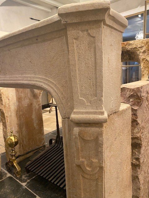 French Limestone Fireplace Mantel-photo-3