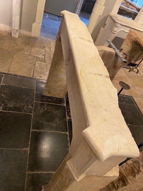 French Limestone Fireplace Mantel-photo-2