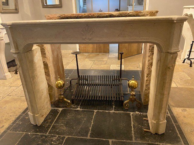 French Limestone Fireplace Mantel-photo-4
