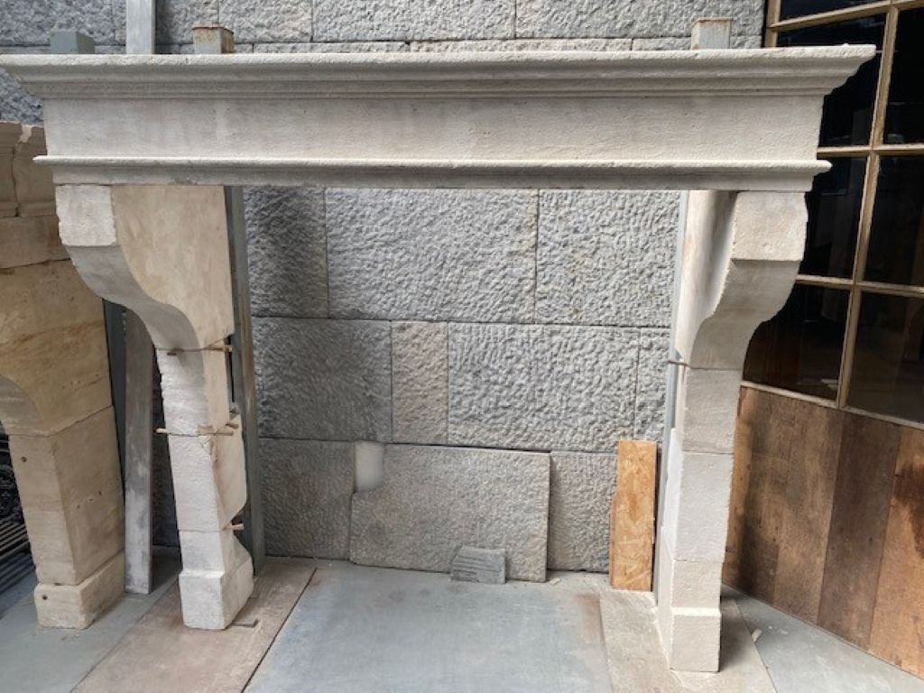 French Limestone Fireplace-photo-2