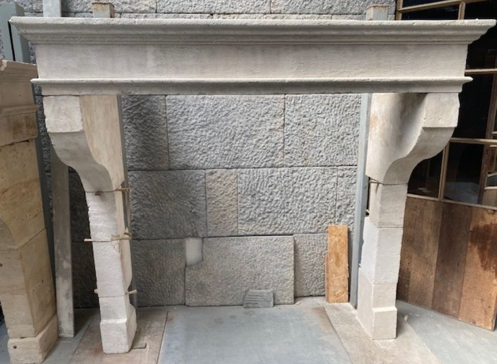 French Limestone Fireplace