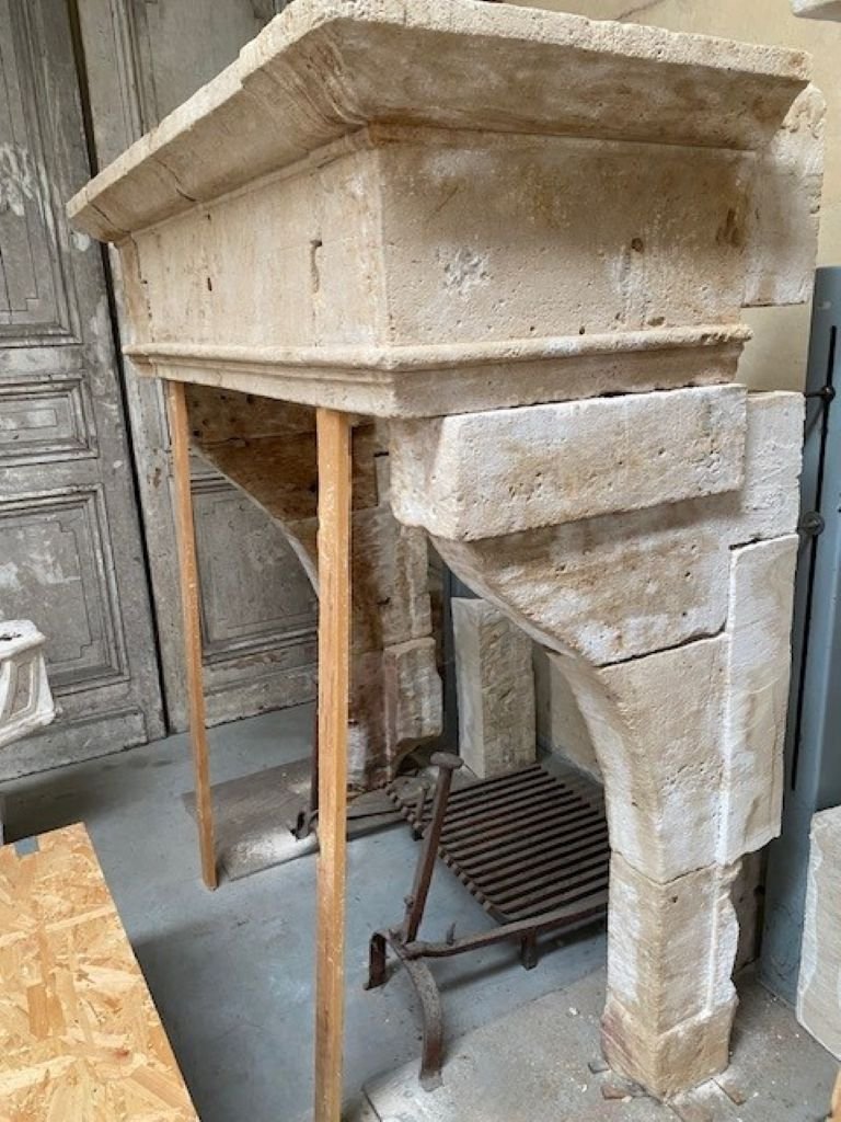 Cheminée en Pierre Blanche Française, datant de l'année 1792-photo-3