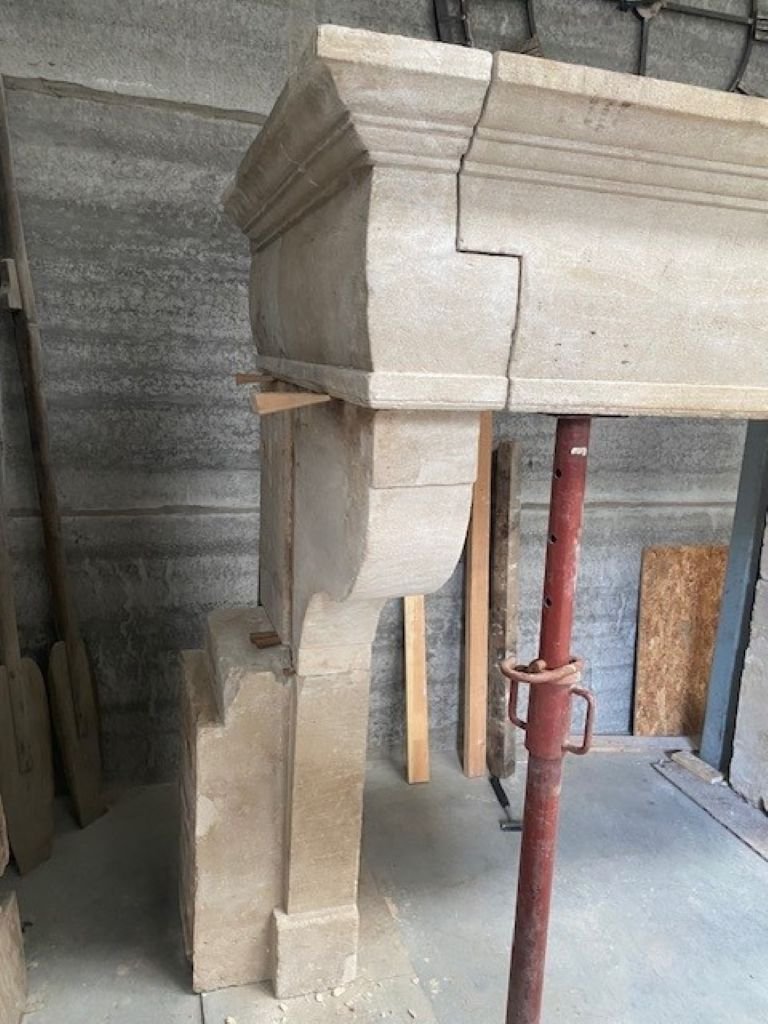 Cheminée en Pierre Blanche Française-photo-2