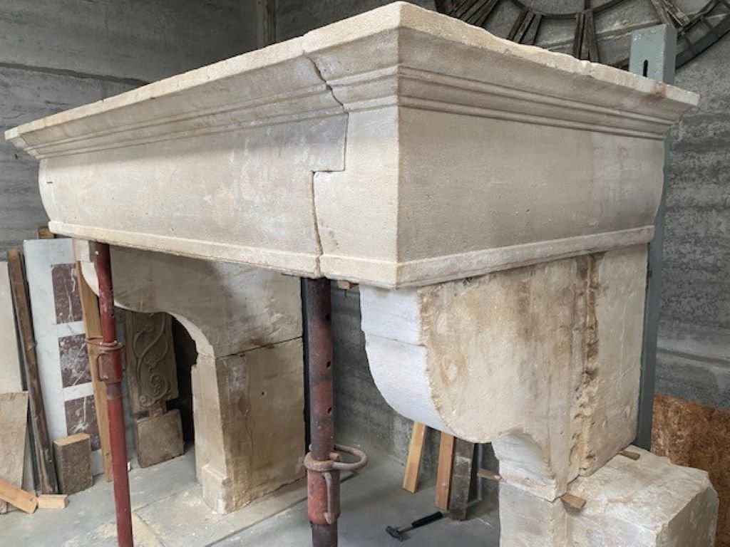 French Limestone Fireplace-photo-1