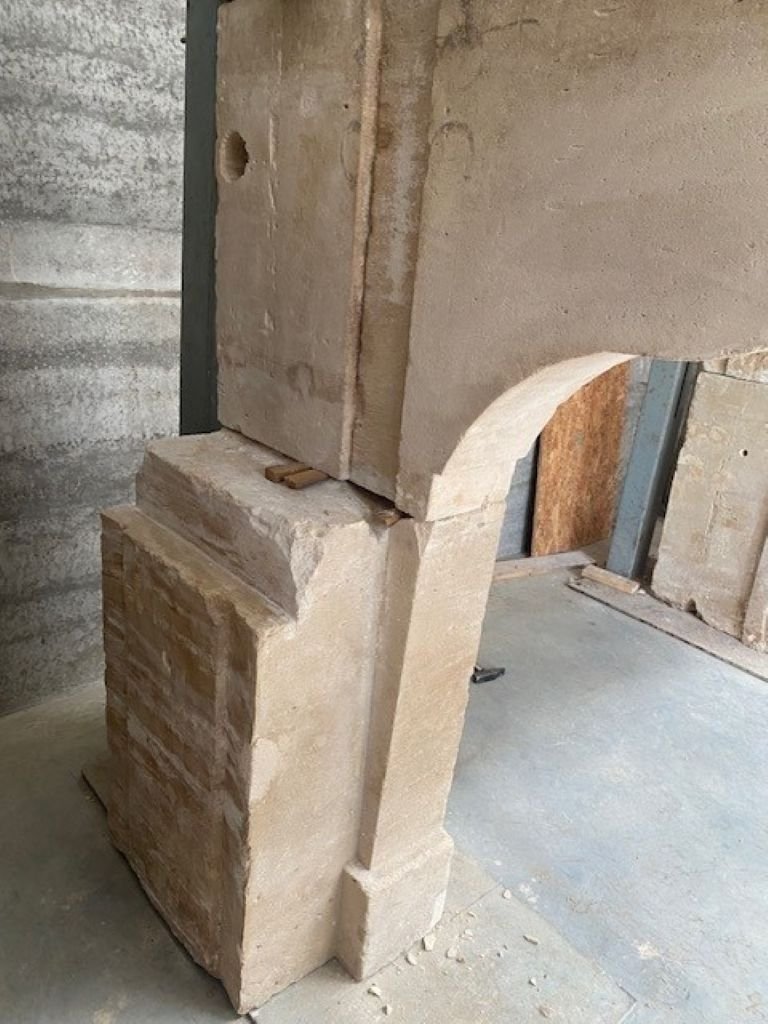 French Limestone Fireplace-photo-4