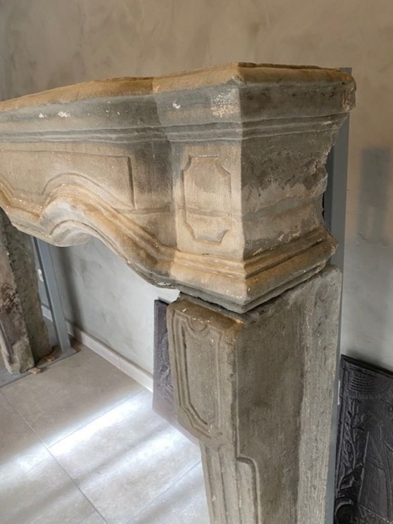 French Limestone Fireplace-photo-2