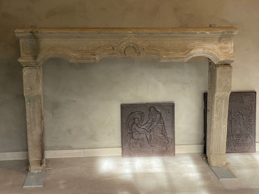French Limestone Fireplace-photo-4