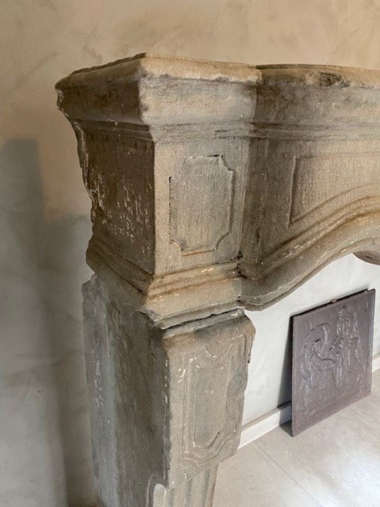 French Limestone Fireplace-photo-1