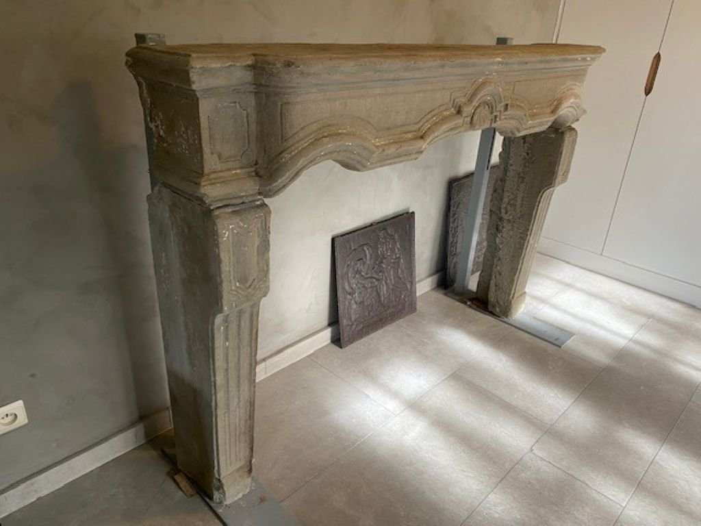 French Limestone Fireplace-photo-2